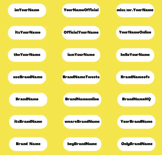 Template for business account name ideas