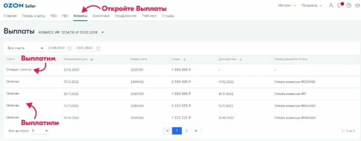 Статистика по выплатам продавцу на Озон селлер