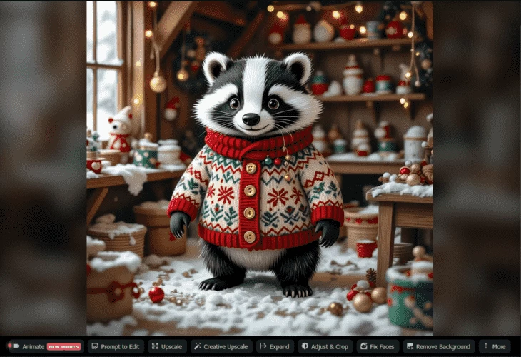 Панель инструментов под изображением в NightCafe