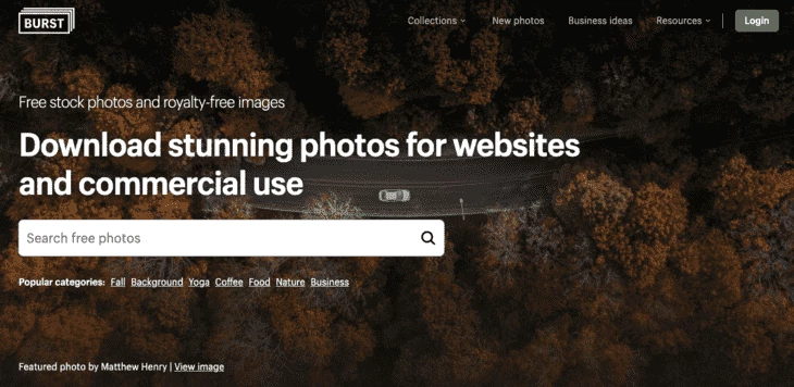 Burst home page