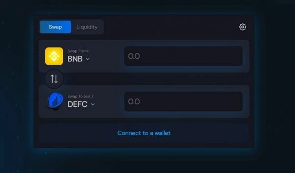 Интерфейс обменной платформы DeFi Swap