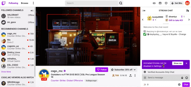 Ad example seamlessly integrated into the stream