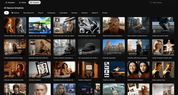 Инструменты в разделе Spaces