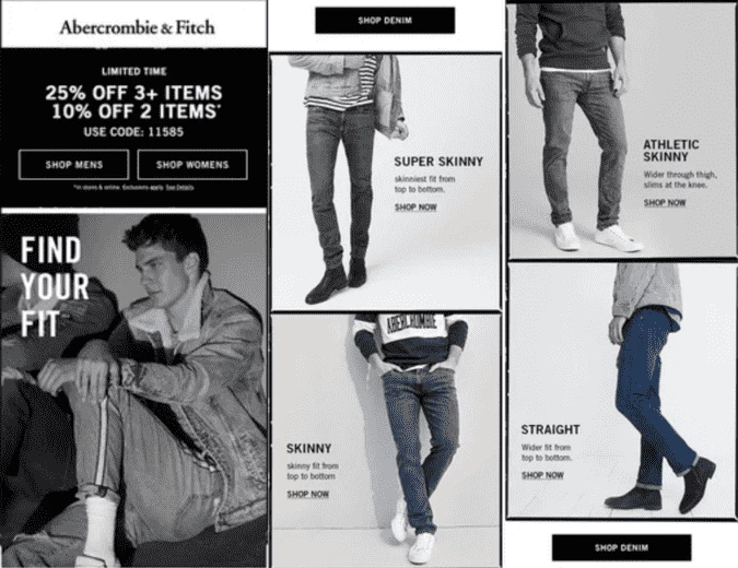 Promotional emails for men
