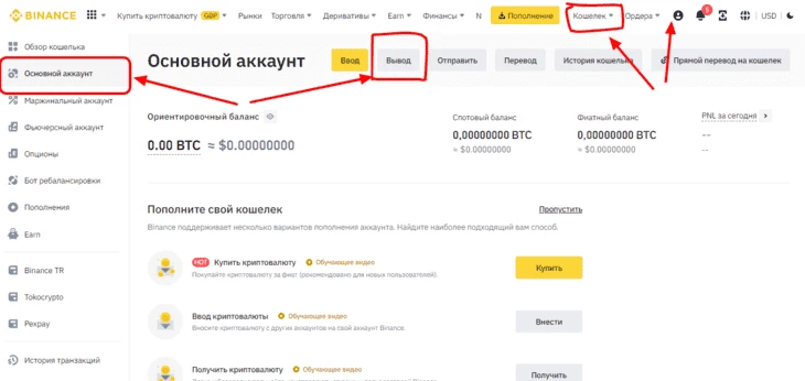 Финансовые инструменты аккаунта на бирже Binance