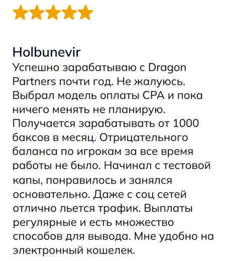 Отзыв от веб-мастера под ником Holbunevir