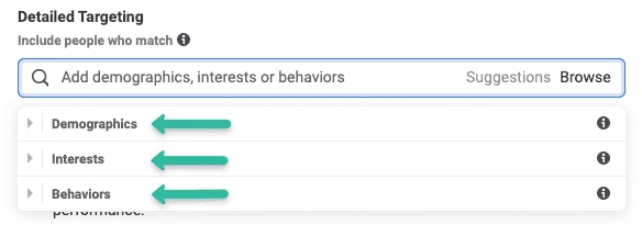 Settings for detailed targeting
