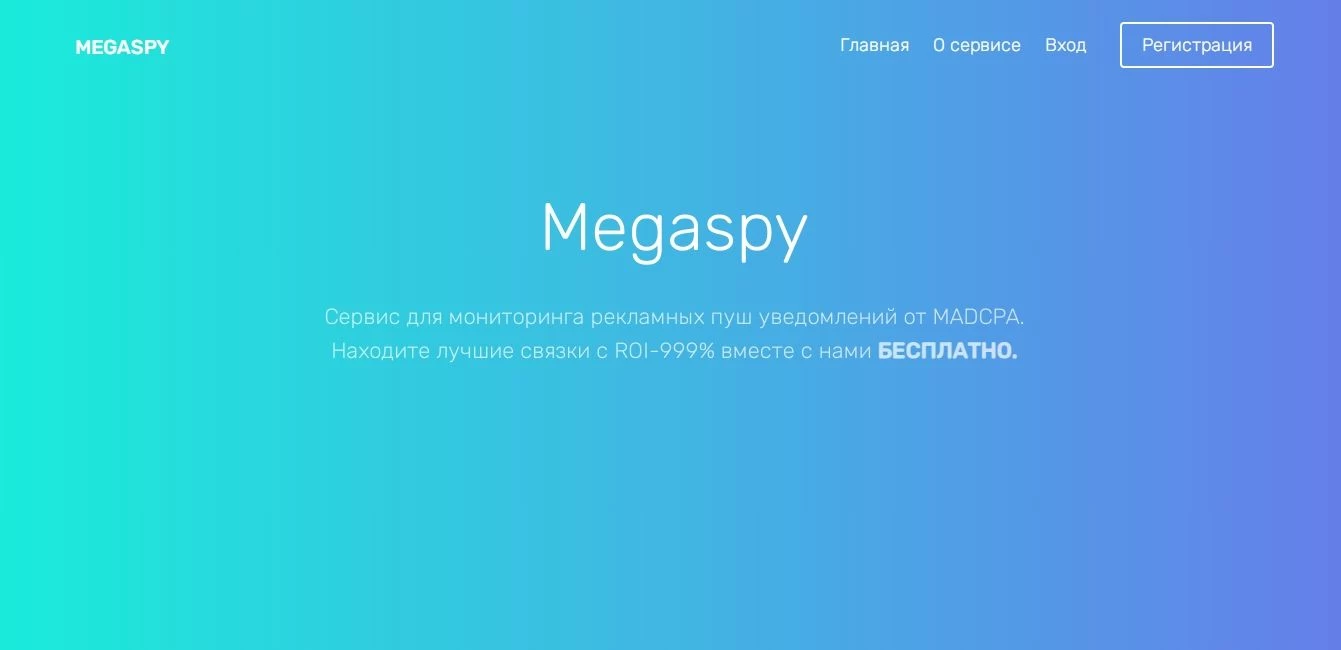 Главная страница сервиса Megaspy