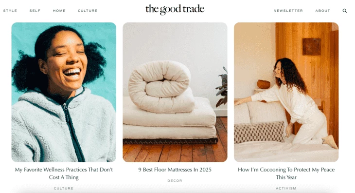The Good Trade homepage