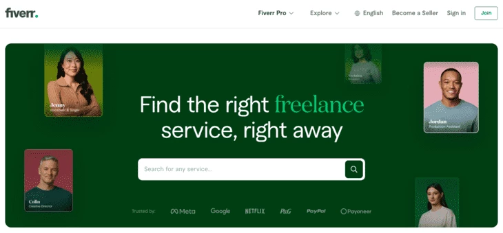 Fiverr homepage