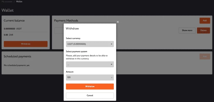 Вывод средств в Yesplay Affiliates