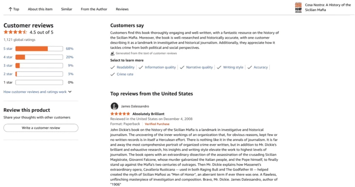 Customer Reviews on Amazon