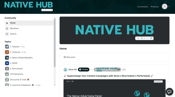 Native Hub dashboard