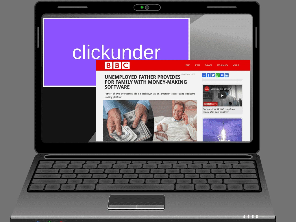 Пример, как пользователю открывается clickunder