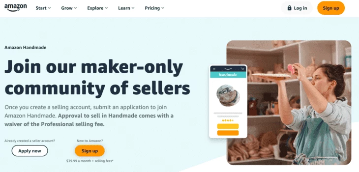 Amazon Handmade homepage