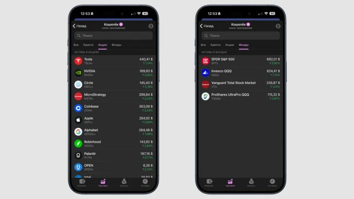 Так выглядит интерфейс покупки акций