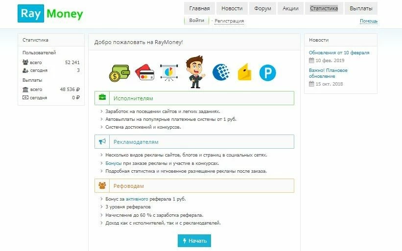 Raymoney.ru - сервис для работы в веб-серфинге