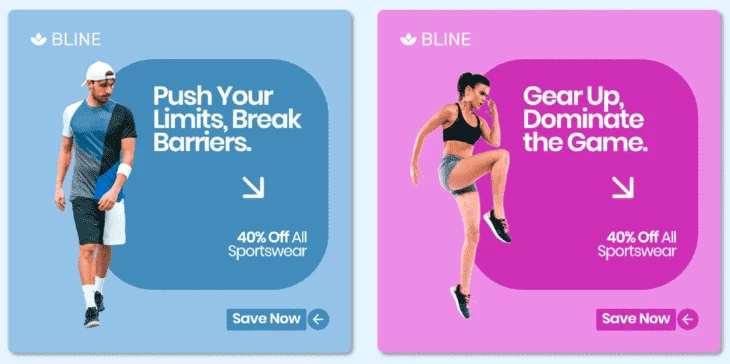 Examples of display ads for fitness retailer