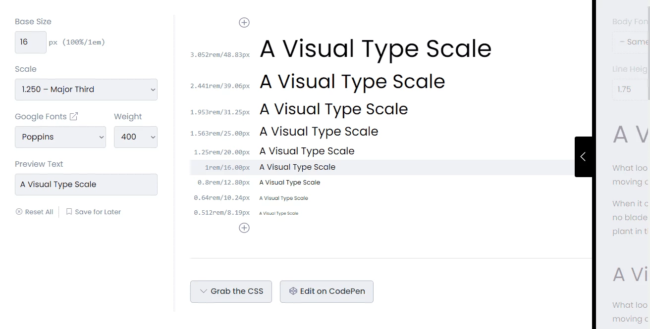 Сайт Typescale, помогающий представить, как визуально будет выглядеть текст