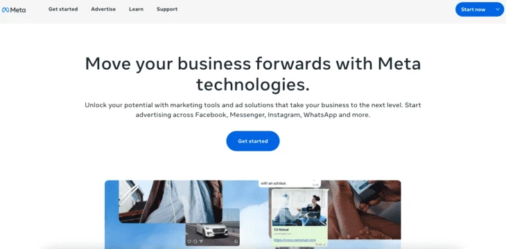 Meta Business homepage