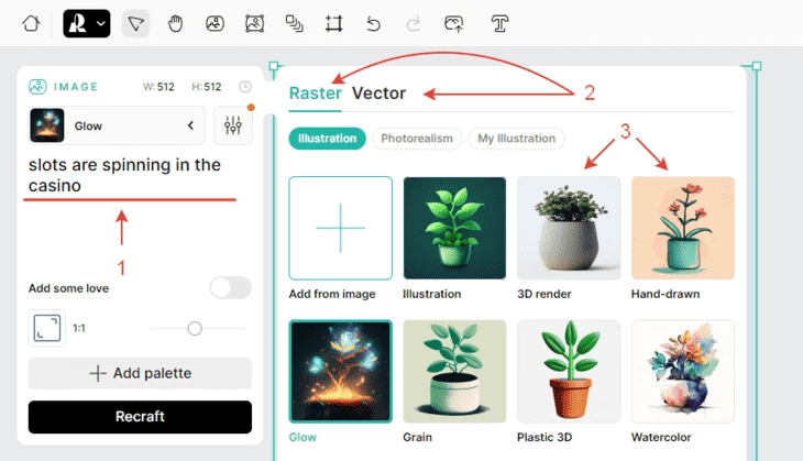 Процесс настройки Recraft.ai