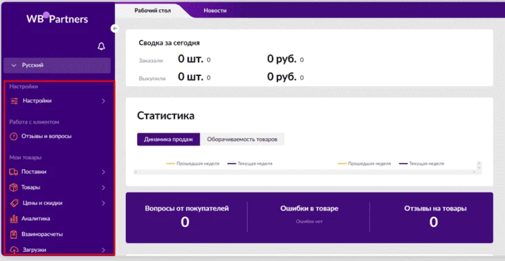 Рабочее пространство селлера, продающего на ВБ