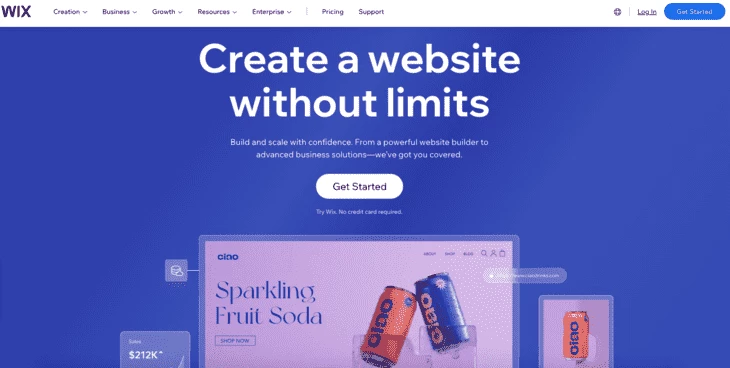 Wix home page