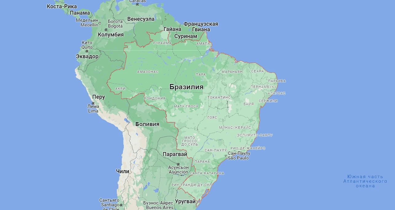 Карта Бразилии с административным делением