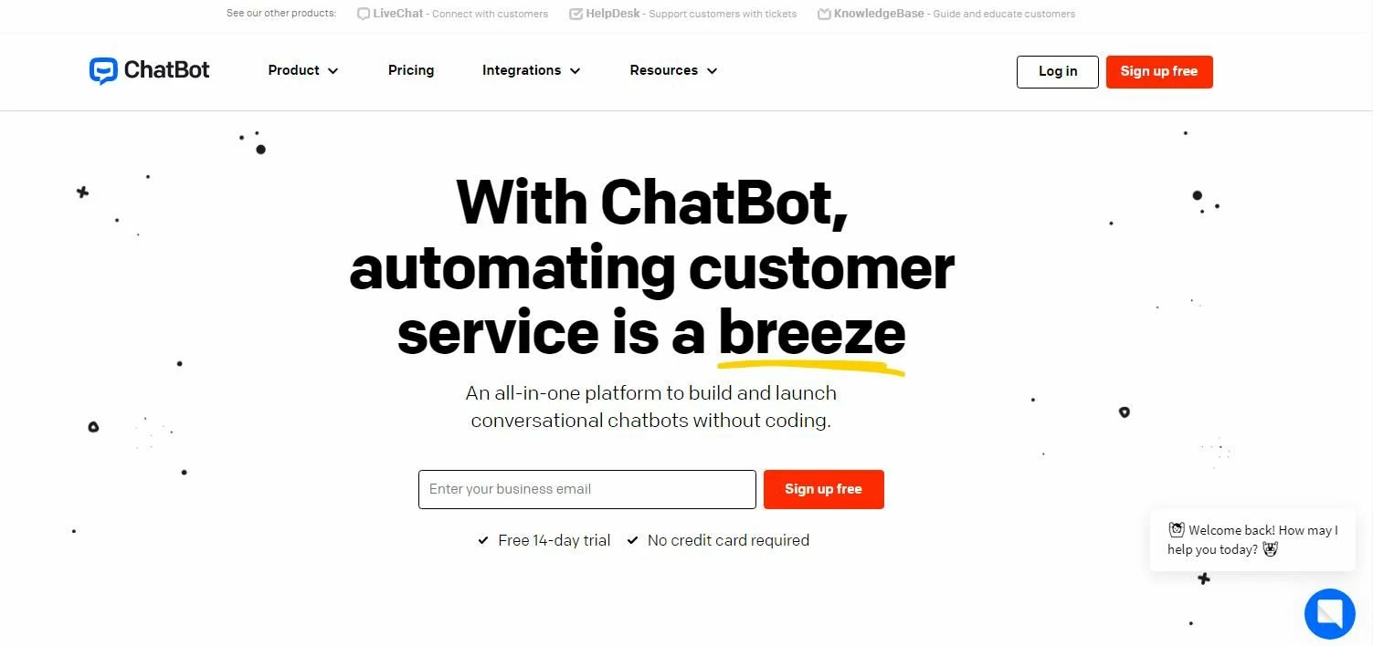 Главная страница сервиса ChatBot