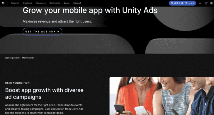 Unity Ads homepage