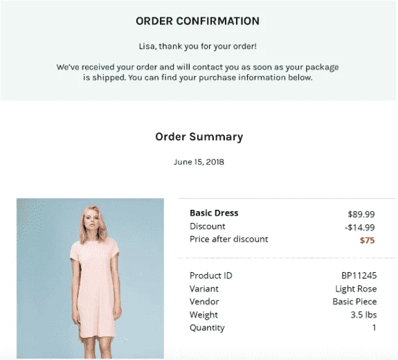 Transactional email example