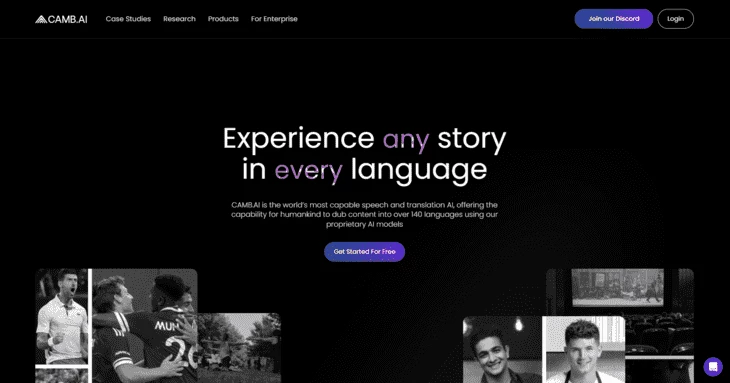 Главная страница Camb.ai