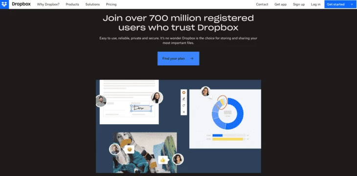 Dropbox home page