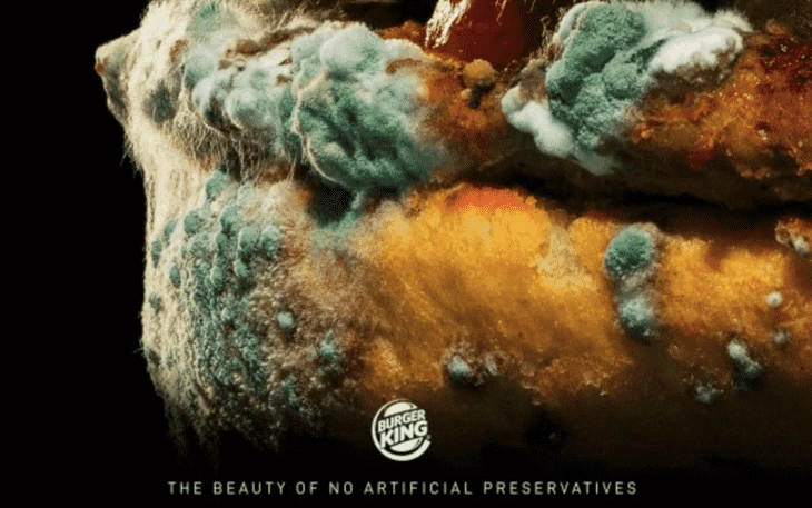 A mouldy whopper highlights Burger King’s campaign of removing artificial preservatives