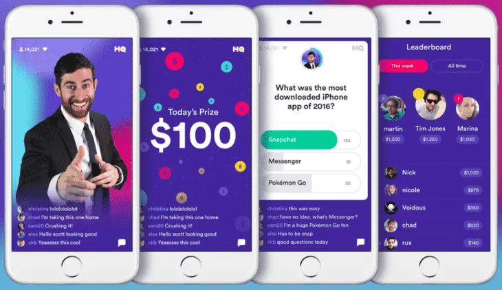 What HQ Trivia used to look like