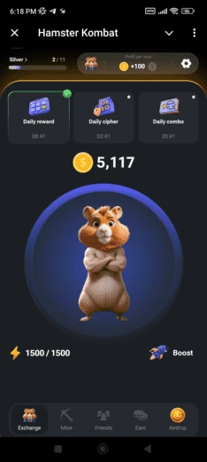 The tappable hamster on the main screen