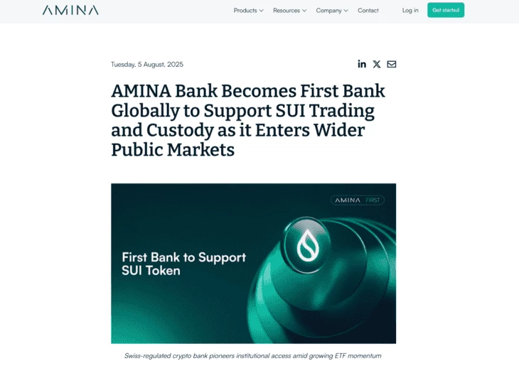 Анонс заключения партнерства на официальном сайте банка AMINA
