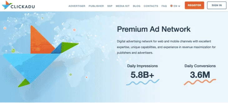 Clickadu home page