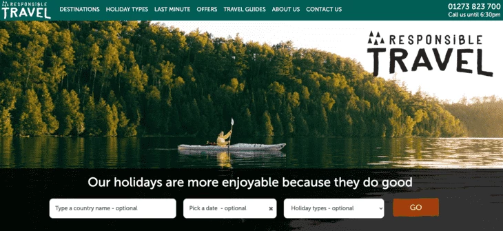 Responsible Travel homepage