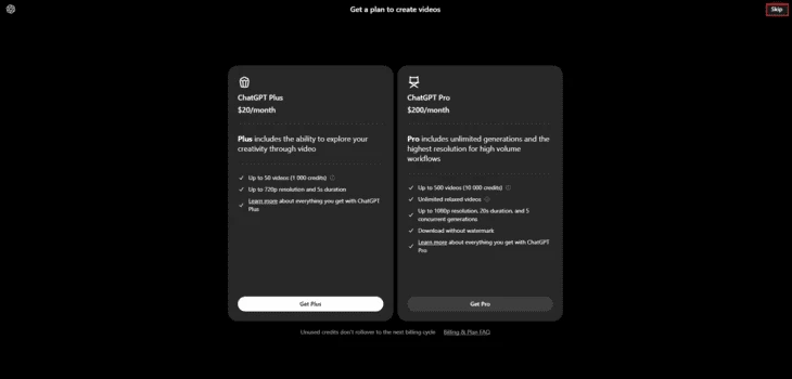 Страница с подпиской OpenAI