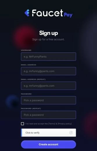 Регистрация на ротаторе FaucetPay