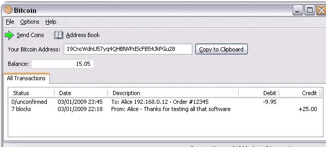 Первый биткоин-кошелек