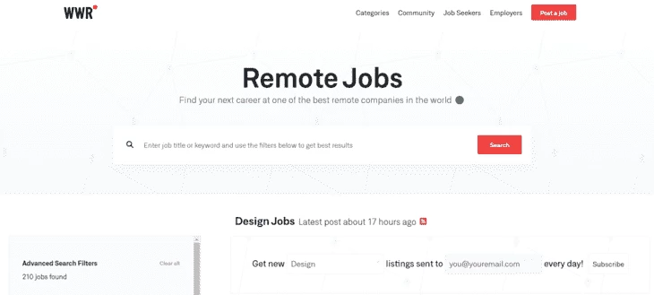 Главная страница We Work Remotely
