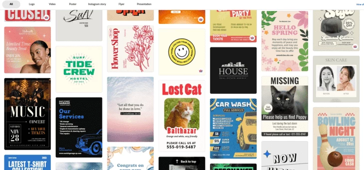 Разнообразие шаблонов в Adobe Express