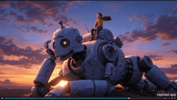 Пример кадра из видео, сгенерированного в Raphael.app