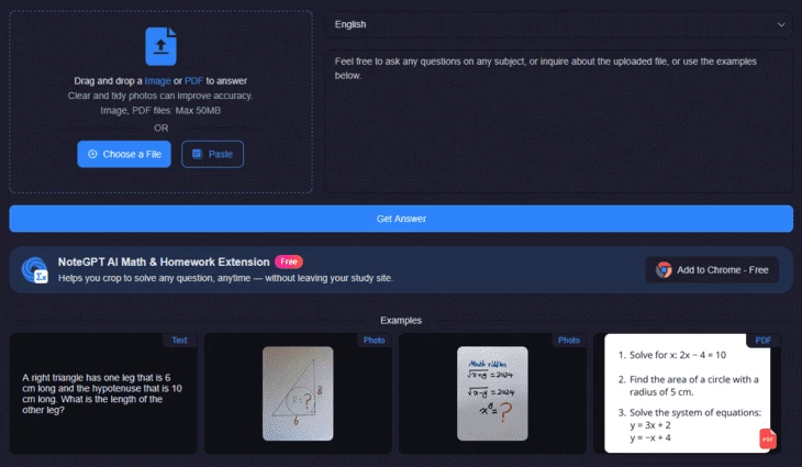 Решение математических задач в NoteGPT