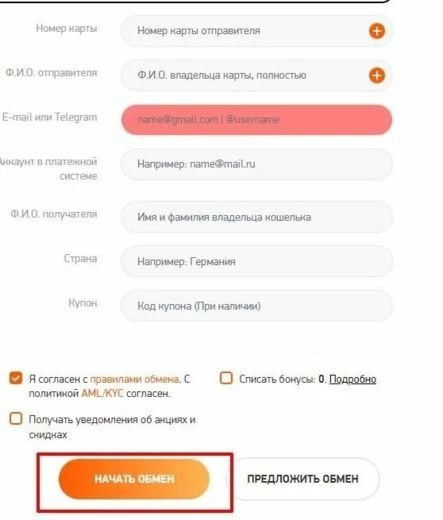 Ввод личных данных для пополнения счета  Skrill