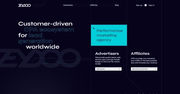 Главная страница партнерки Zeydoo