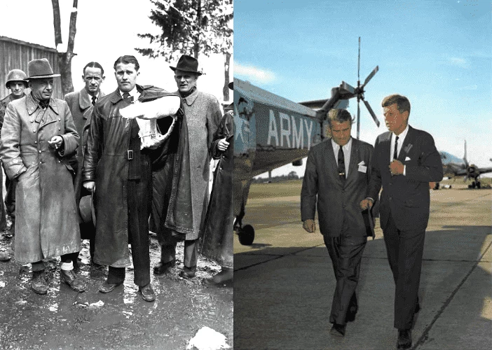 Справа херр Фон «сдается», слева — гуляет с Кеннеди 