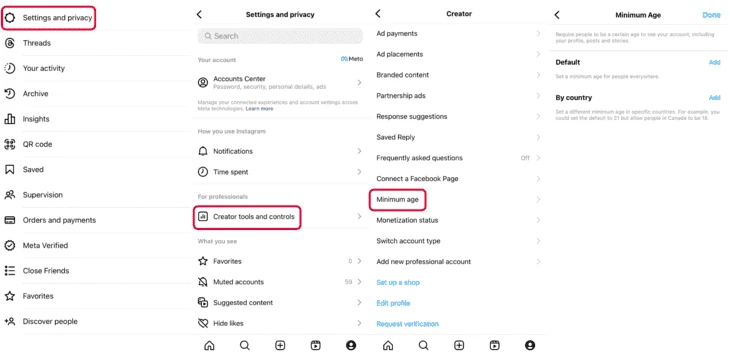 Setting up an age limit for Instagram followers